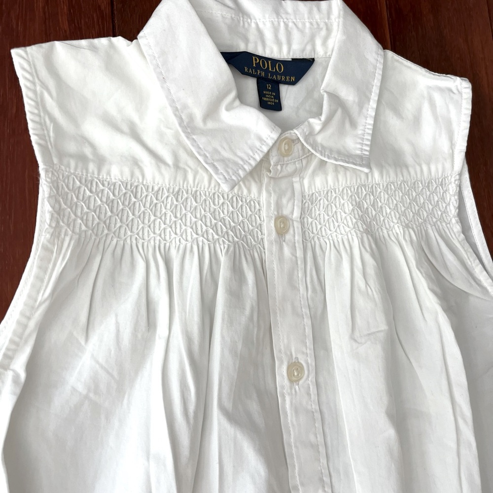 brand new with tags polo ralph lauren girls smock sleeveless blouse top size 12